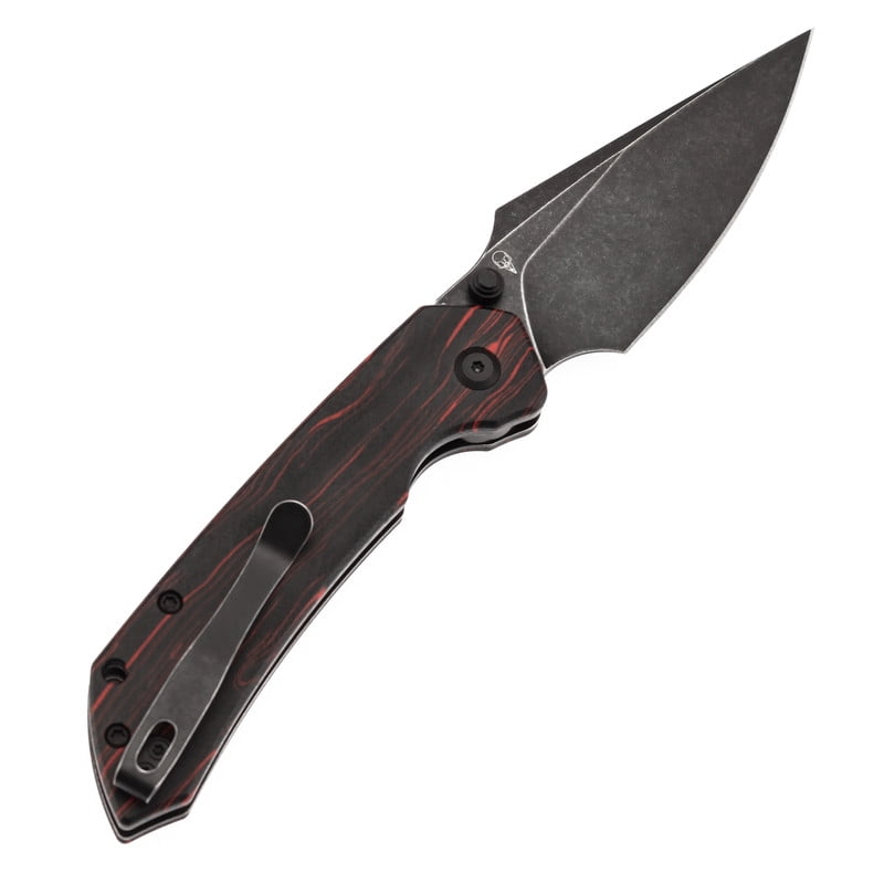 Tenable Fenrir Folding Pocket Knives 3.48“ Blackwashed Nitro-V Blade,Black & Red G-mascus Handle,B1034H2
