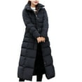 thumbnail image 2 of WXLWZYWL Winter Coat for Women Plus Size Long Quilted Outerwear Plush Hooded Puffer Jacket Thicken Warm Padded Overcoat Waterproof Winter Maxi Length Parka Coats, 2 of 6