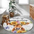 thumbnail image 3 of Round Area Rug 3.3 Ft, Spring Cow Washable Non-Slip Circle Carpet for Living Room/Bedroom, Summer Sunflower Botanical Vintage Low-Profile Small Kitchen Mats Collection Rugs for Indoor, 3 of 8