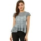 thumbnail image 1 of Allegra K Blusa Top Encaje De A-Línea Peplum Mangas Casquillo Dobladillo Alto Bajo Para Mujer Gris M, 1 of 6