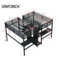 thumbnail image 6 of Twin Over Twin Metal Loft Bed with Double Desk and Wardrobe and Shelves with Electrical Outlet for Space Saving and Noise Reduction,Black, 6 of 9