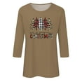 thumbnail image 2 of 3/4 Sleeve Tops for Women 2025 Christmas Spring Winter Crew Neck Casual Tee Shirt Graphic Funny Tshirts (2XL, Khaki 03), 2 of 4