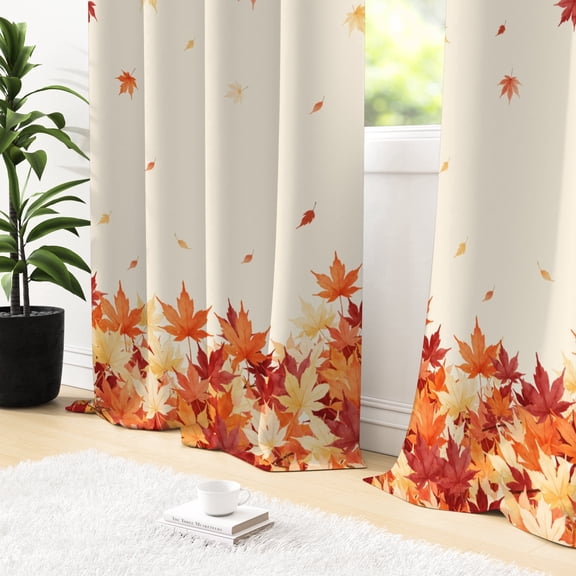 Tchckioa Fall Leaves 42x63 Inch Blackout Curtains,Thermal Insulated Grommet Drapes for Bedroom,2 Panels