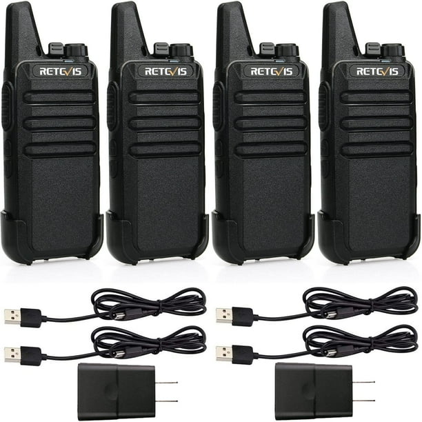Radio bidireccional Retevis RT22 recargable de largo alcance, paquete de 4