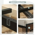 thumbnail image 3 of Bestier King Size Platform Bed Frame with Wood Foldable Bedside Shelves and LED Storage Headboard Charge Station, Walnut, 3 of 9