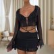 thumbnail image 5 of Conjunto de falda de 2 piezas con volantes para mujer Conjunto de falda corta y túnica de manga larga Traje de vacaciones FLhrweasw Nuevo, 5 of 9