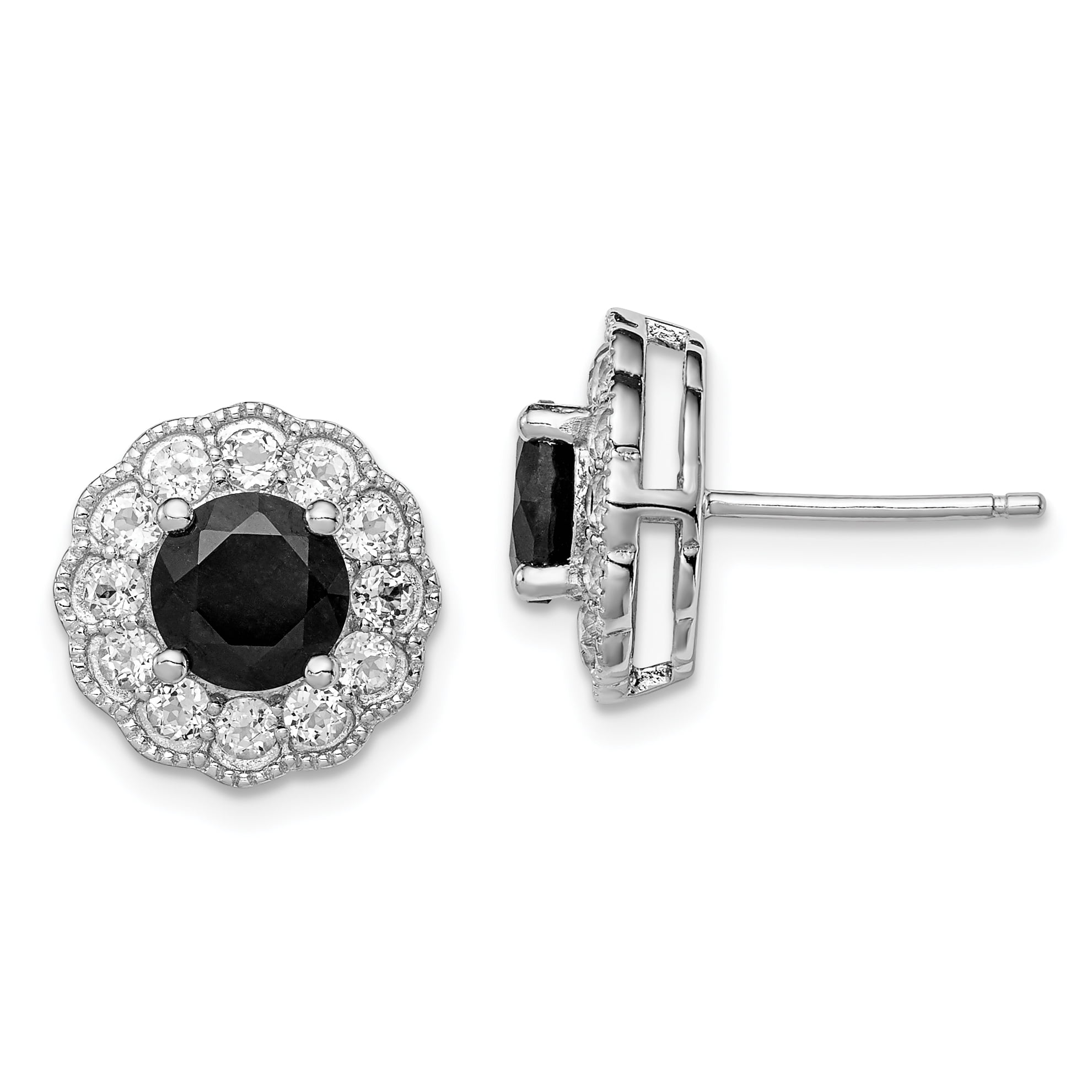 925 Sterling Silver 4mm Princess White Topaz Post Stud Earrings for Women