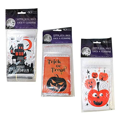 Halloween Treat Bags with Zip Seal 40 Pc Choose From 3 Bags Design