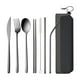 thumbnail image 2 of Utensilios de cocina, juego de palillos, cuchara, cuchillo, tenedor y pajita portátiles, juego de cubiertos de acero inoxidable de 7 piezas con estuche, juego de cubiertos portátiles para acampar al a, 2 of 6