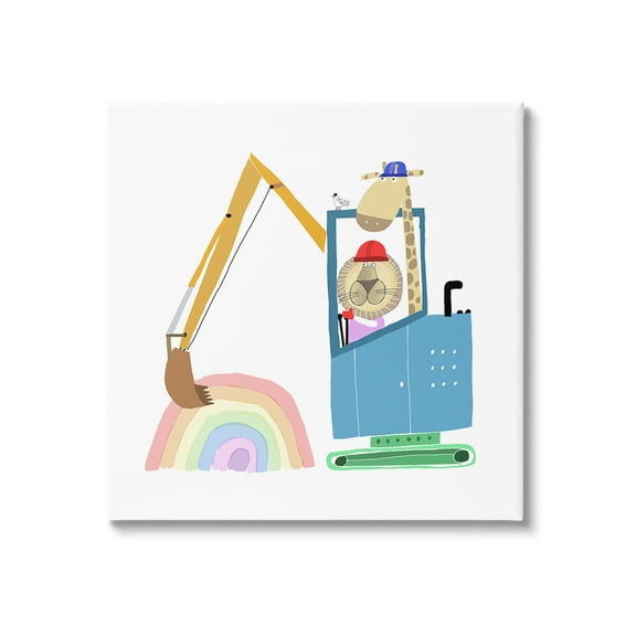 Stupell Industries Animals Digging Rainbow Animals & Insects Painting Gallery Wrapped Canvas Art Print Wall Art, 17 x 17