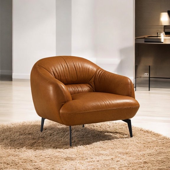 Leather Chair with Tight Seat Cushion / 8" Floor Clearance