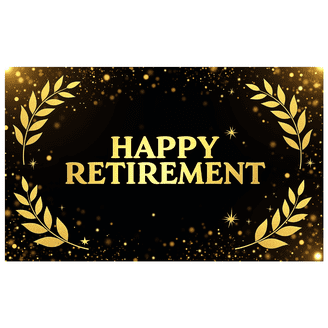 10x8ft Happy Retirement Backdrop – Black & Gold Glitter Banner For Party Photography, Vinyl Background