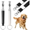 thumbnail image 1 of 2 Pack Dog Whistle - Dog Whistle to Stop Barking Neighbor's Dog & Long Range Recall, Adjustable Ultrasonic Silent Dog Whistle with Lanyard for Training Recall, Professional Obedience (Black & White), 1 of 7