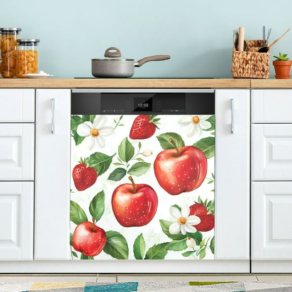 Yayeee Magnetic Dishwasher Cover for The Front Decoration Home Kitchen Machine Sticker Protector, Apple Pattern