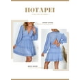 thumbnail image 3 of HOTAPEI Womens Dresses 2023 Spring Summer Deep V Neck Open Back Dress Ruffle Layer Swing Long Sleeve Mini Dresses, 3 of 5