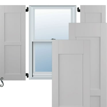 15"W x 49"H Americraft Two Equal Flat Panel Exterior Real Wood Shutters (Per Pair), Primed