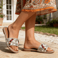 thumbnail image 5 of GJPBGK Women’s Embellished Slide Sandals Open Toe Flat Sandals Rhinestone Beaded Slip On Summer Sandals Fashion Casual Sandals for Beach, Vacation & Daily Wear, 5 of 7