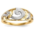 thumbnail image 5 of 14K Rhodium Plated Yellow Gold & Rhodium w/White Rhodium Polished & D/C Swirls Ring Size 7, 5 of 6