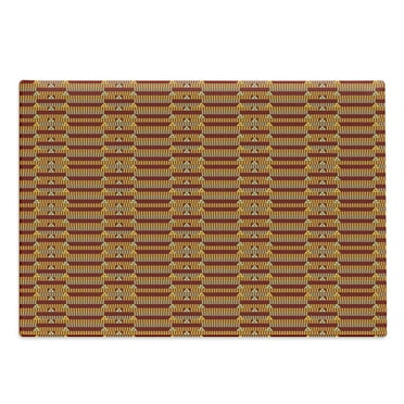 Geometric Cutting Board, Composition of Repeating Triangles in Vintage Style, Decorative Tempered Glass Cutting and Serving Board, in 3 Sizes, by Ambesonne
