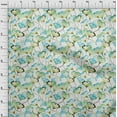 thumbnail image 3 of oneOone Cotton Flex Turquoise Blue Fabric Flower Watercolor Craft Projects Decor Fabric Printed By The Yard 40 Inch Wide, 3 of 4