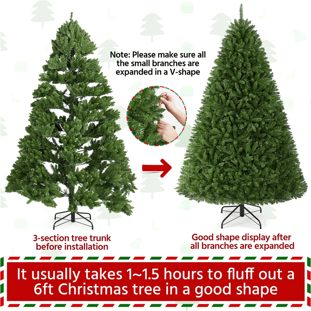 Renwick 6Ft Ultra-Thick Artificial Christmas Tree with Foldable Stand, Green