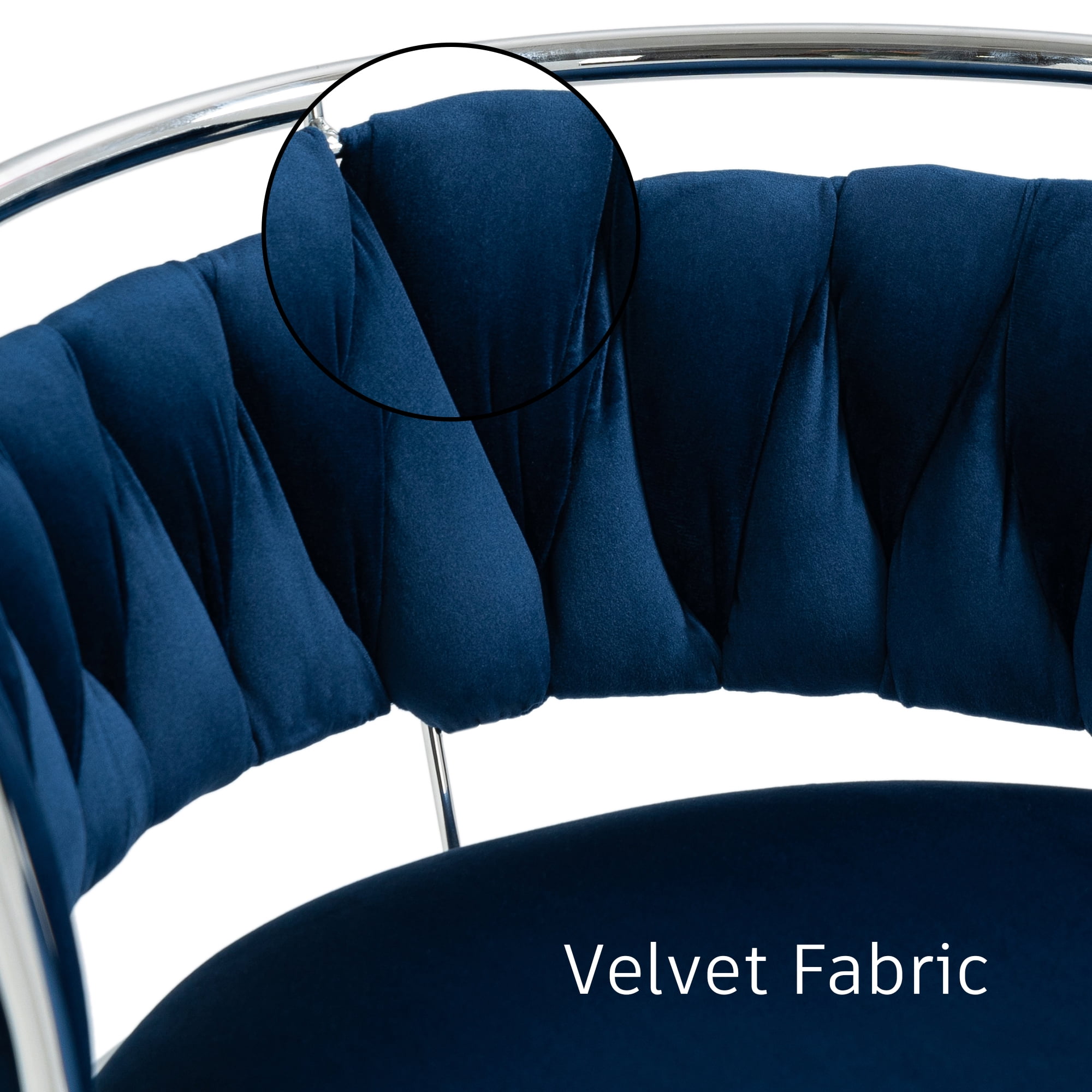 UIXE 360° Swivel Bar Stools Velvet Upholstered Adjustable Bar Chairs Set of 4 Silver Metal Barstool with Back & Footrest for Home and Kitchen, Navy Blue