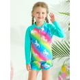 thumbnail image 5 of GYRATEDREAM Girls Swimsuit UPF 50+ UV Two Piece Long Sleeve Swimwear Zipper Rash Guard + Shorts Sets 3-10 Years, 5 of 10