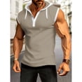 thumbnail image 3 of JoveMarine Men's Casual Color-Block Sports Tank Top, Hooded Sleeveless T-Shirt with Muscle Cut, Lightweight Breathable for Gym Workout Running and Summer Outdoor Activities Khaki XL, 3 of 5