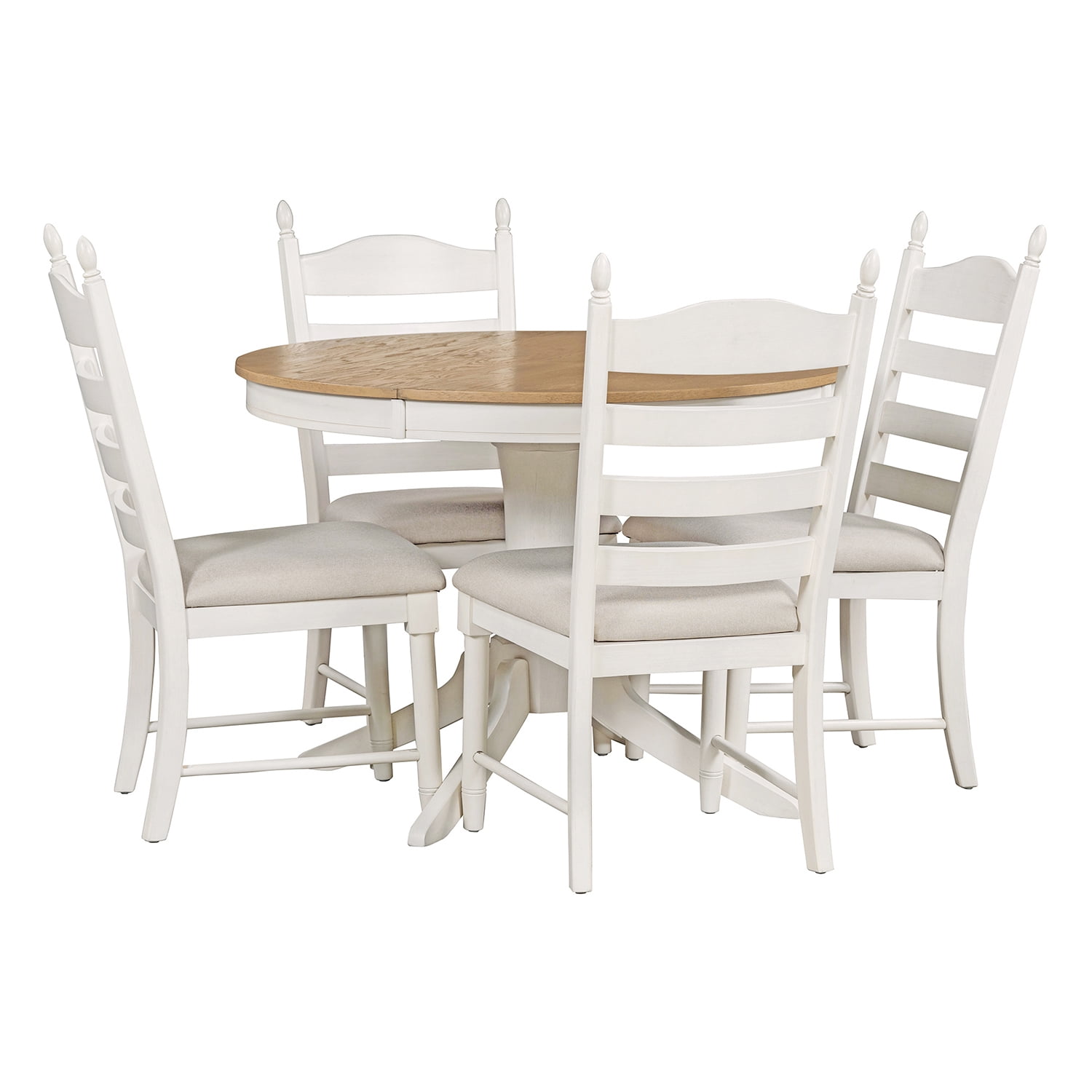 Kadyn 5-Piece Dining Table Set, Dining Table Set for 4, Extendable Dining Table and 4 Upholstered Dining Chairs, Off White