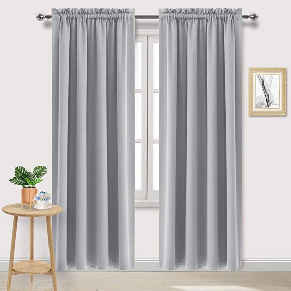 Amay Room Darkening Rod Pocket Curtain Panel Draperies Silver Grey 42 Inch Wide by 108 Inch Long-1 Panel