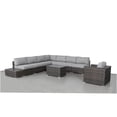 thumbnail image 3 of JERFIT 7-Piece All-Weather Patio Conversation Set with Cushions, Brown Wicker Outdoor Sofa Seating Group for 7, No Assembly Required, 3 of 7