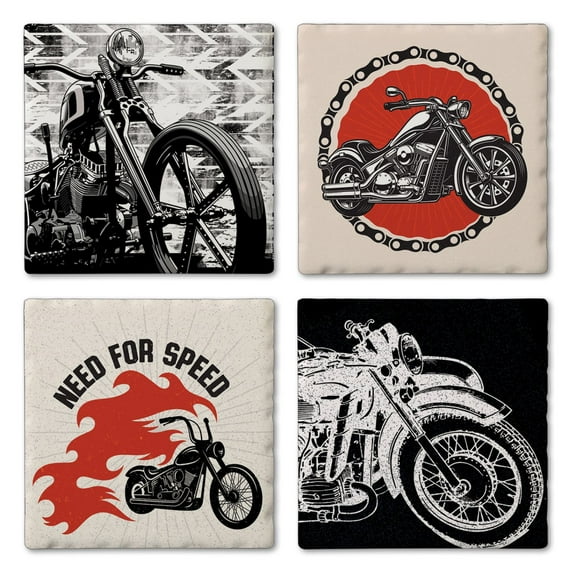 Thirstystone "Motorcycles" 4-Pack Assorted Tumbled Tile Coasters