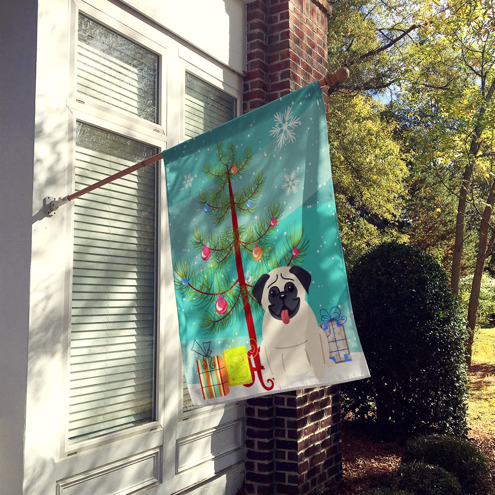 thumbnail image 2 of Caroline's Treasures BB4129CHF Merry Christmas Tree Pug Cream Flag Canvas House Size , Large, multicolor, 2 of 4