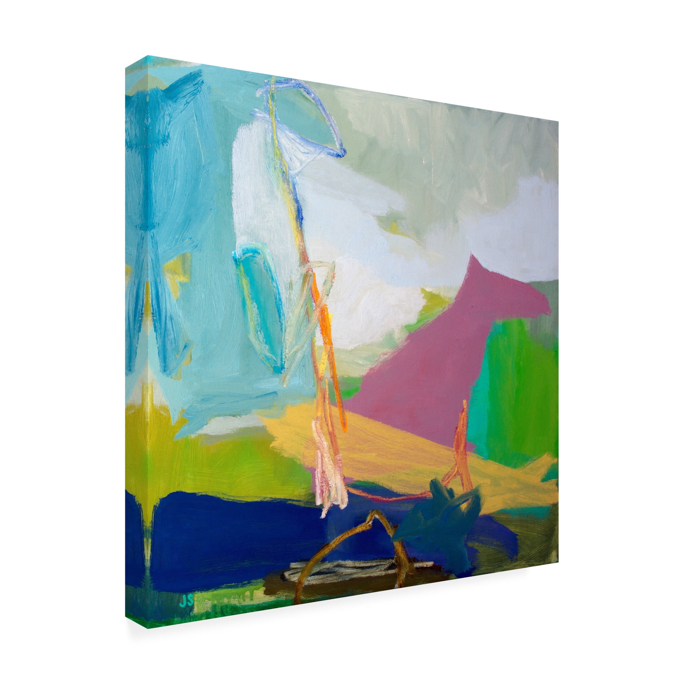 Canvas Wall Art - Jessica Singerman 'Land With Dog' Wall Art for Living Room, Bedroom, or Office Décor by Trademark Fine Art - 18 x 18 Inches