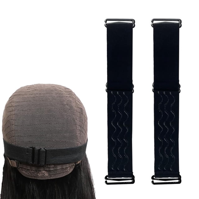 2 bandas elásticas ajustables para pelucas, banda de peluca extraíble, correa antideslizante para peluca, bandas elásticas negras para hacer pelucas sin pegamento, accesorios para gorros de peluca