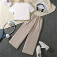 thumbnail image 4 of Glisme 2 Pack Girls Outfit Short Sleeve Letter Print Crop Tshirt Shirts And Long Cargo Jogger Pants Outfits Soft Clothing Set Size 10-11 Years White, 4 of 9