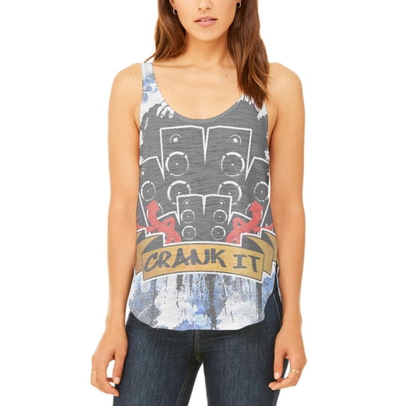 DJ Crank it to Eleven 11 Super Bass Speakers Juniors Flowy Side Slit Tank Top