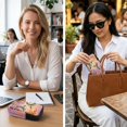thumbnail image 4 of SEANATIVE Double Eyeglasses Case Neoprene Zipper Sunglasses Pouch Shockproof Glasses Case Anti-Scratch Lightweight Eyewear Pouch for Two Pairs of Glasses, Hummingbird Floral Violet Orange, 4 of 7