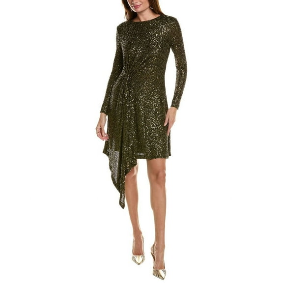 Taylor womens Sequin Mesh Embellished Mini Dress, 8, Green
