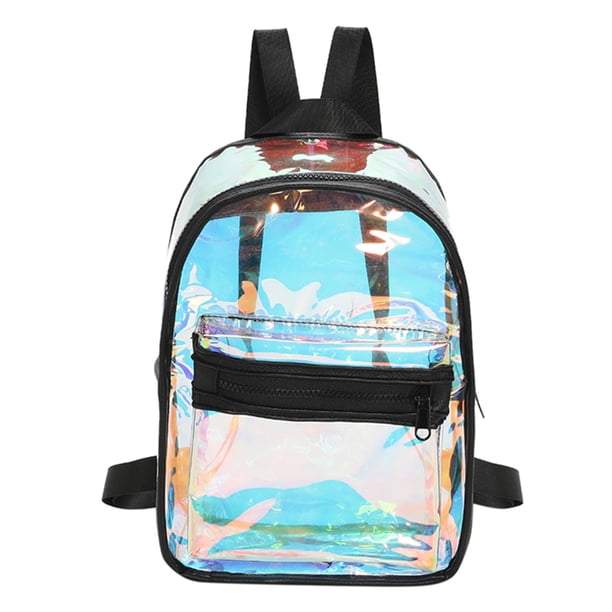 Mochila láser de verano Mochila de jalea de chica de moda transparente para fiesta (negro)