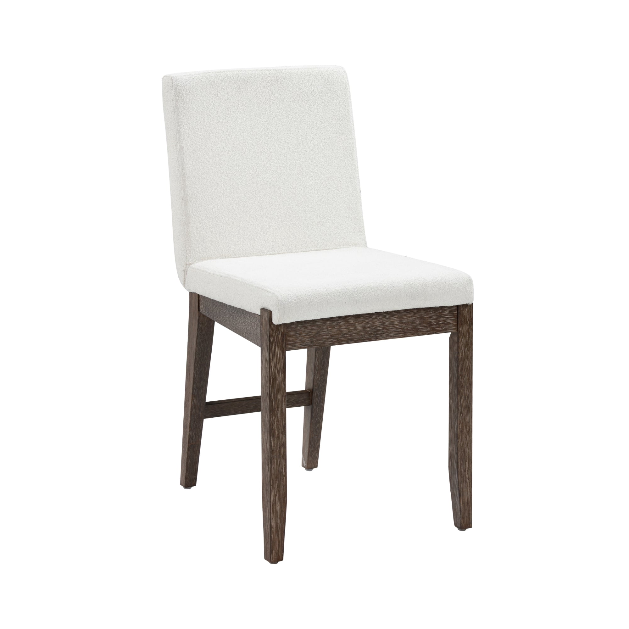 Nathan James Gracie Scandinavian Dining Chair with Cushion, Boucle Dining Chair with Solid Wood Frame, Cream Boucle/Dark Brown, Set of 2