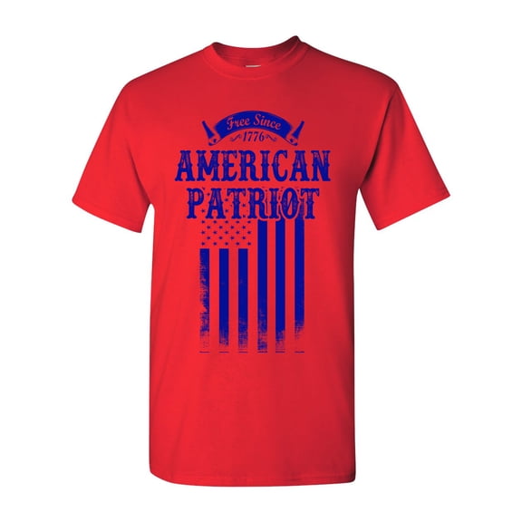 Free Since 1776 American Patriot USA Flag Blue Patriotic DT Adult T-Shirt Tee