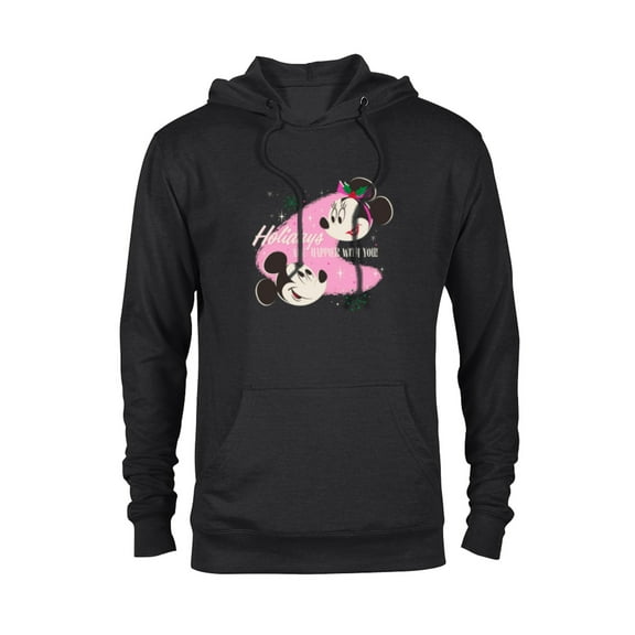 Disney Mickey & Minnie Mouse Holidays are Happier With You - Pullover Hoodie for Adults - Customized-Black