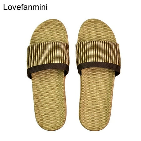 

Natural linen slippers summer home indoor sandals men s women s unisex spring and autumn couples landing guests flax Non-slip