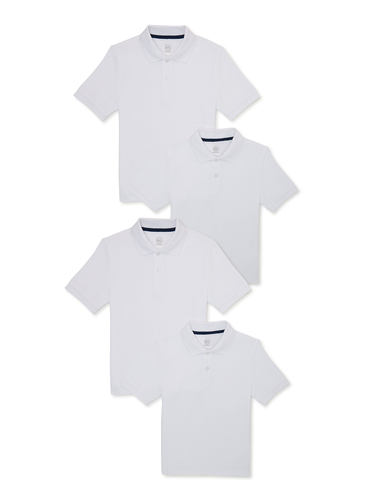 Wonder Nation Boys School Uniform Polo Shirt, 4-Pack