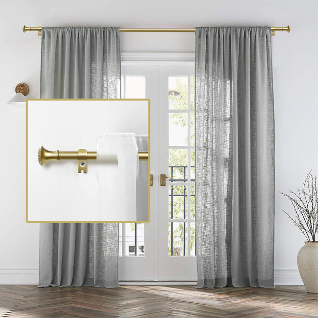 Ridicili 5/8" Telescoping Single Curtain Rods with Trumpet Finials,Gold, 48"-84"