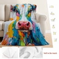 thumbnail image 5 of Colorful Cow Blanket Soft Cozy Warm Throw Blanket for Couch, Plush Fuzzy Flannel Fleece Blankets for Sofa, Farmhouse Oil Abstract Painting Animals Bed Blankets Lightweight Gifts for Women, 40"x60", 5 of 9