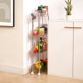 thumbnail image 6 of VECELO 4-Tier Rolling Utility Cart with Lockable Caster Wheels, Extra Hanging Cups and Hooks, Storage Shelves Organizer Cart for Living Room Bathroom Kitchen Office, Clear, 6 of 8