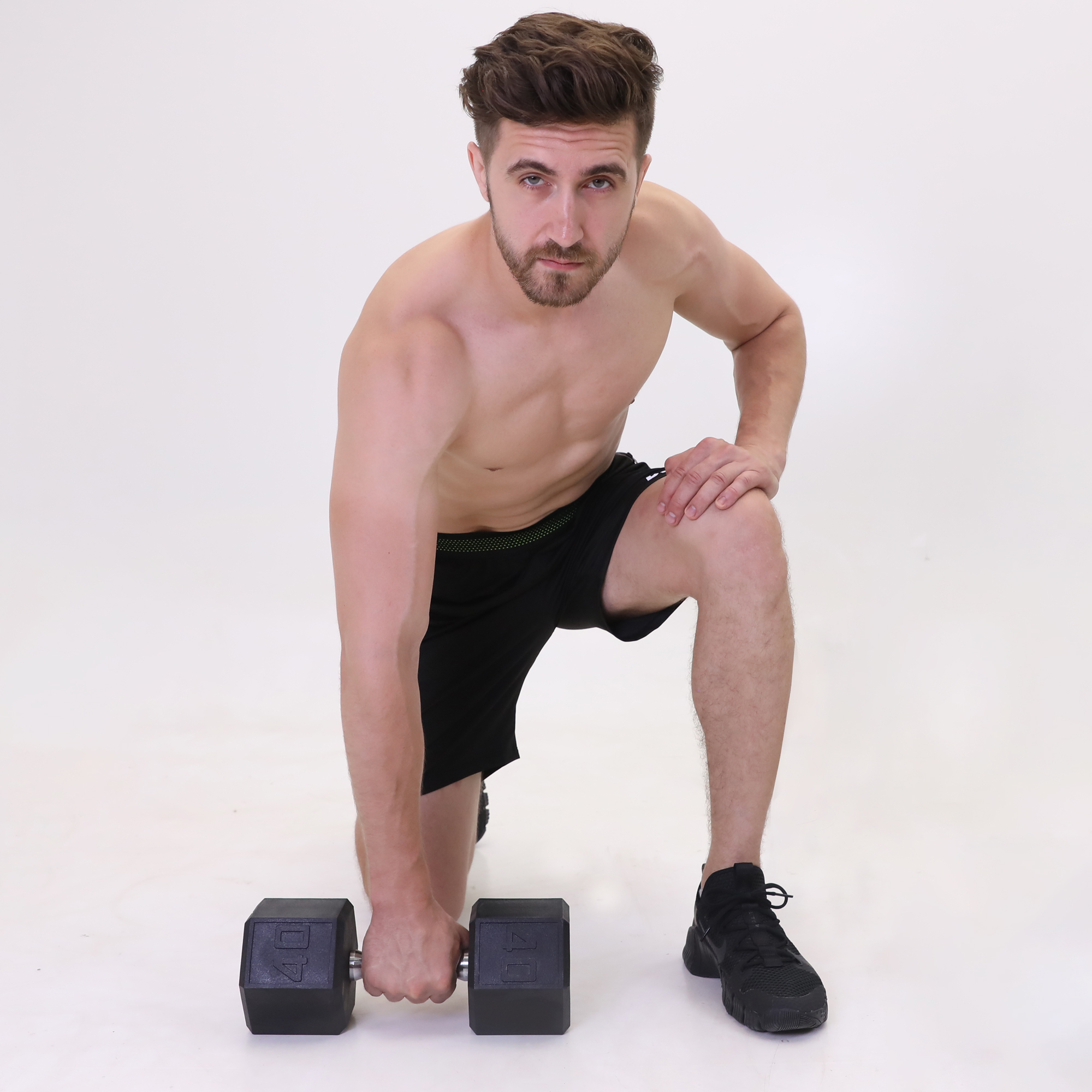 Athletic Works 40 lb Hex Dumbbell, Single Weight, Black