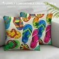thumbnail image 3 of PRATYUS Decorative Square Throw Pillow Case Cushion Cover, Flip Flops Pattern, for Couch Sofa Bedroom Chair Home Decor 24x24in, 3 of 5